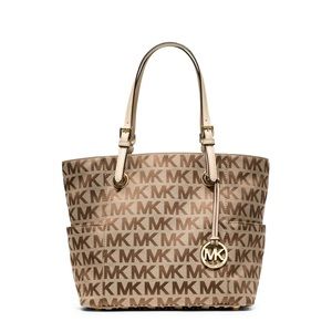 Michael Kors Jet Set Monogram Logo tote in natural
